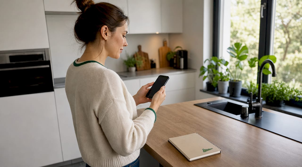 En person ser på dekningskartet for mobilnettet på mobilen sin.