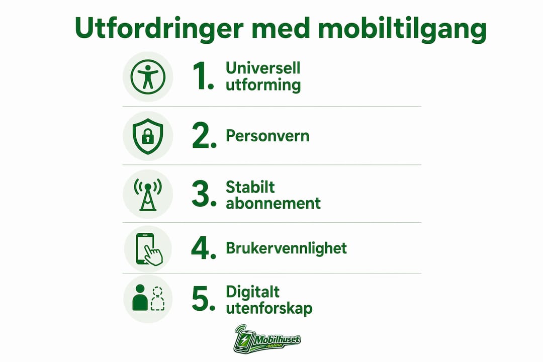 Infografikk som belyser utfordringer folk møter når de skal bruke offentlige tjenester på mobil