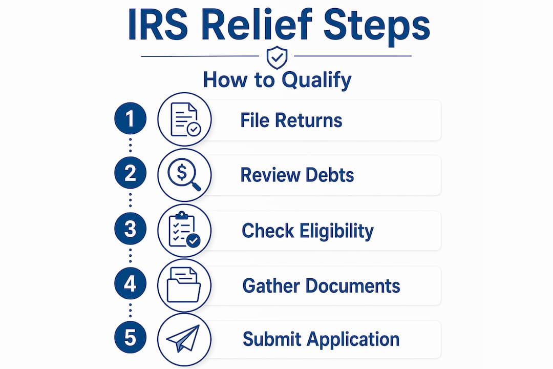 IRS debt relief step-by-step infographic
