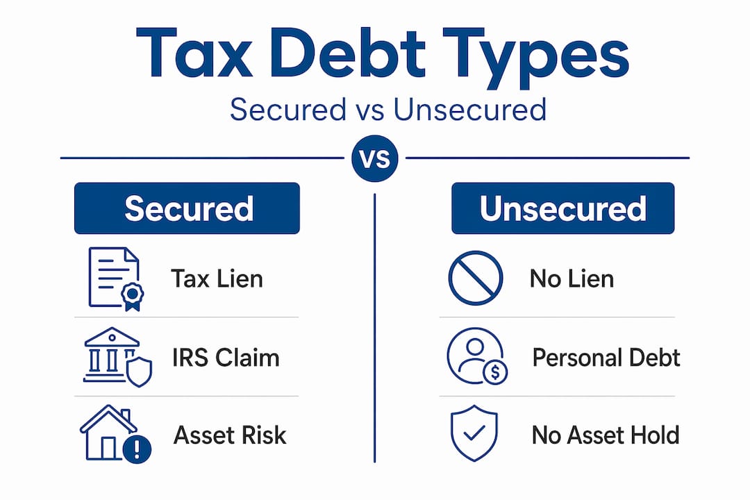 Infographic comparing secured and unsecured tax debt