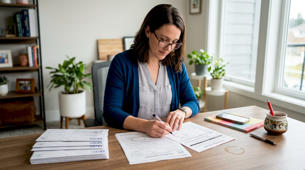 Accountant organizing installment agreement forms