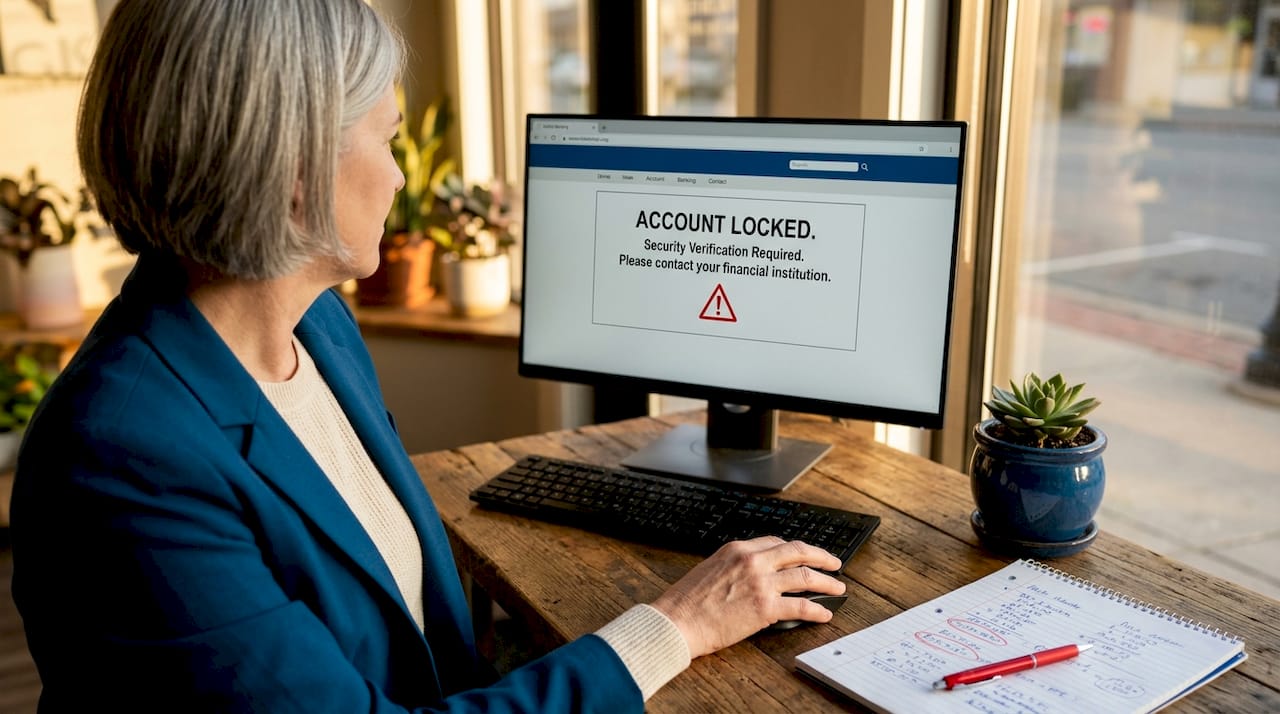 Business owner reacts to frozen bank account screen