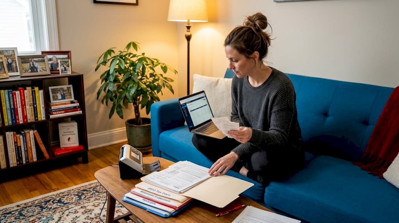 Entrepreneur organizing employment tax documents
