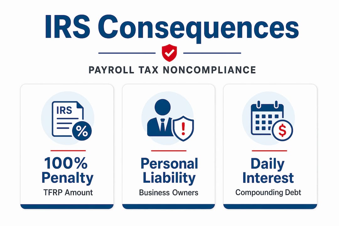 Infographic showing IRS employment tax penalty stats