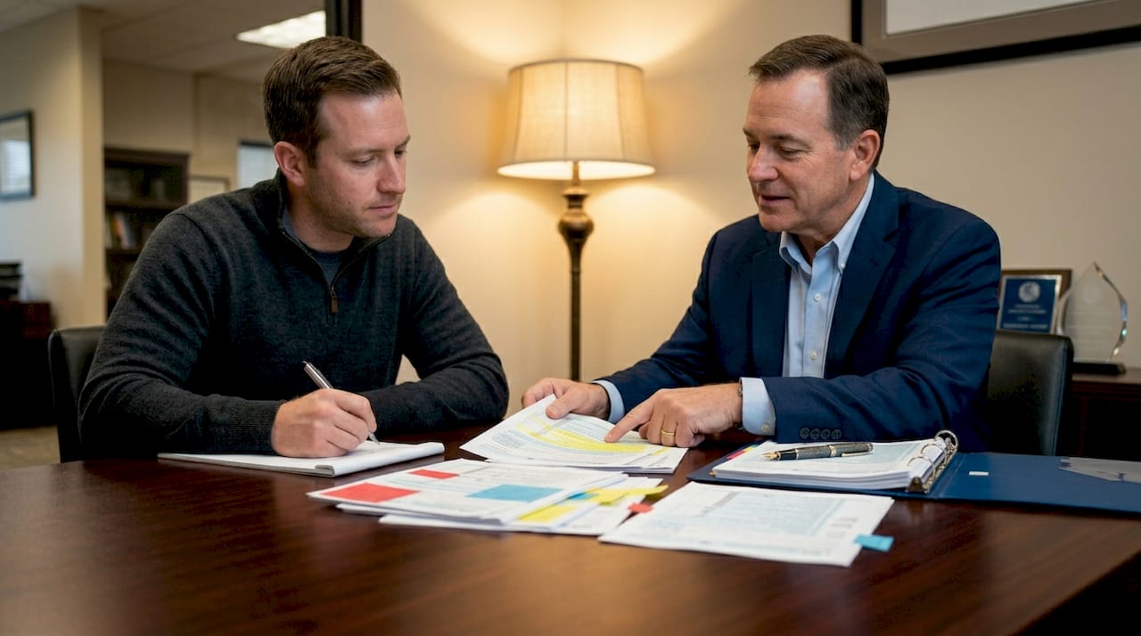 Client and tax attorney discussing IRS debt