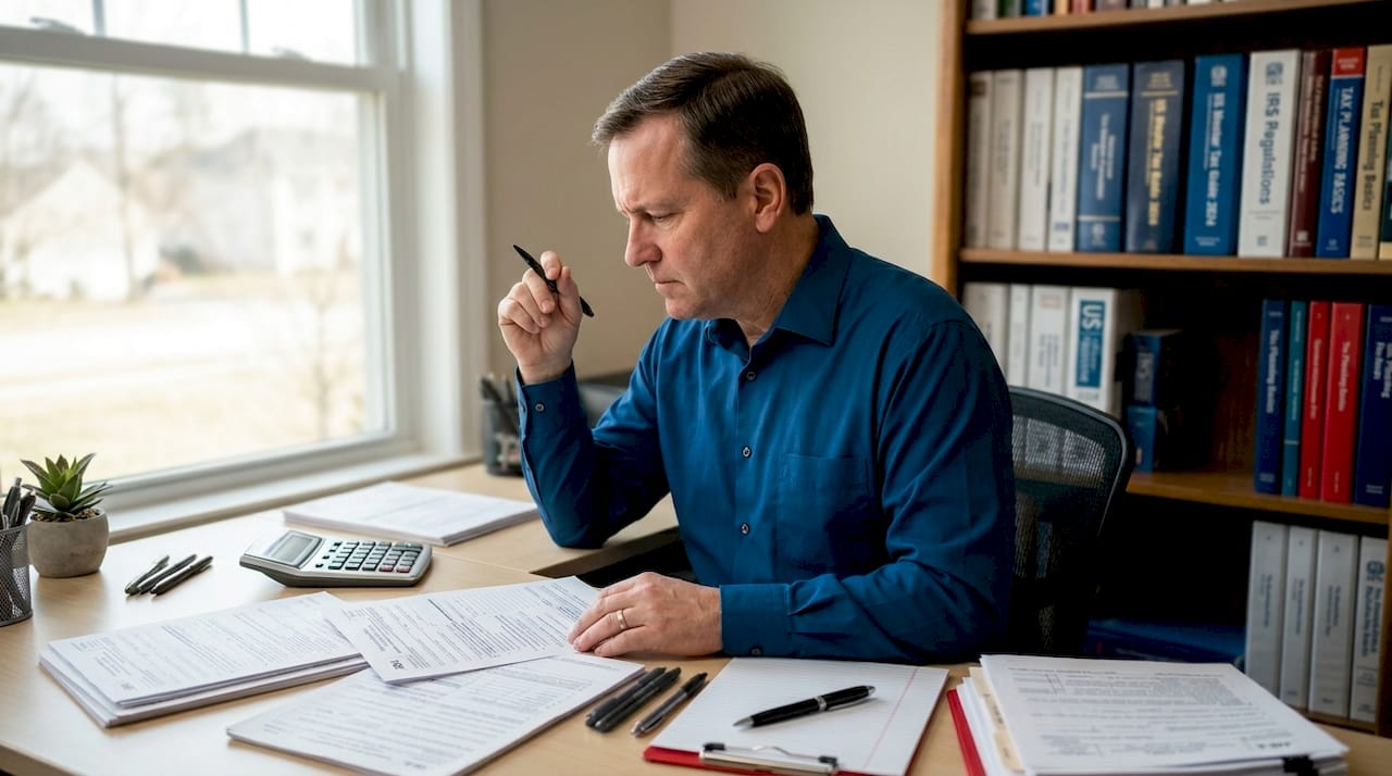 Taxpayer completing IRS financial disclosure forms