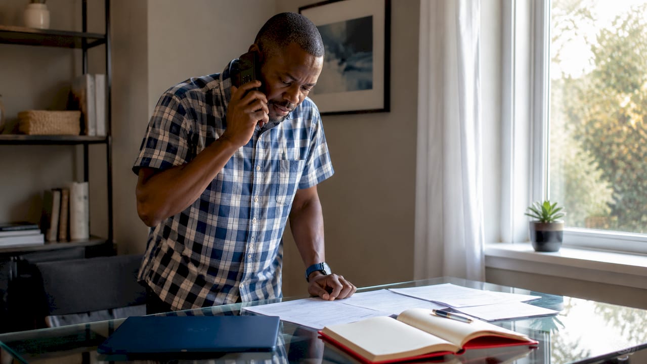Hands holding phone making IRS abatement call