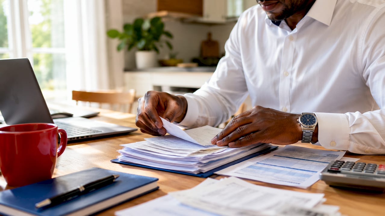 Tax professional organizing IRS paperwork