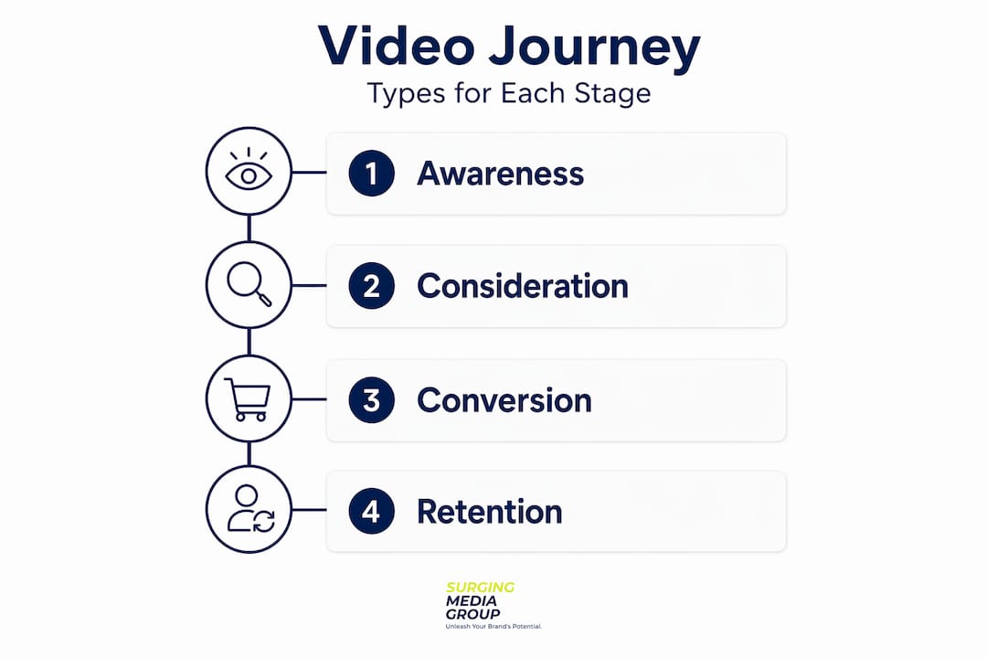Infographic of video types for customer journey