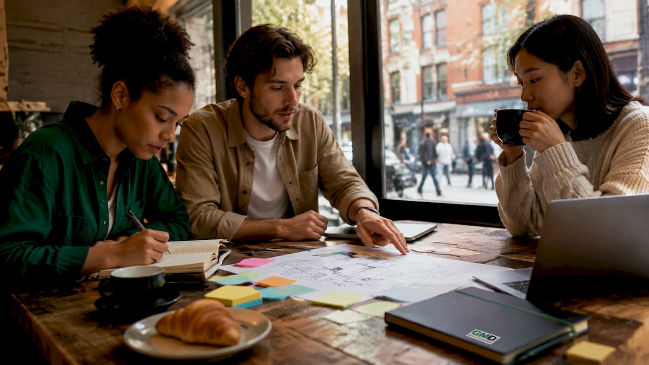 Startup team collaborating on automation workflows