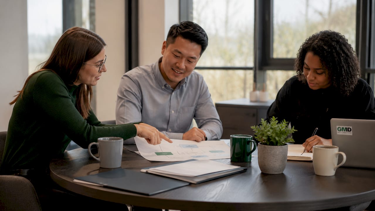 Team discussing AI intelligent process automation