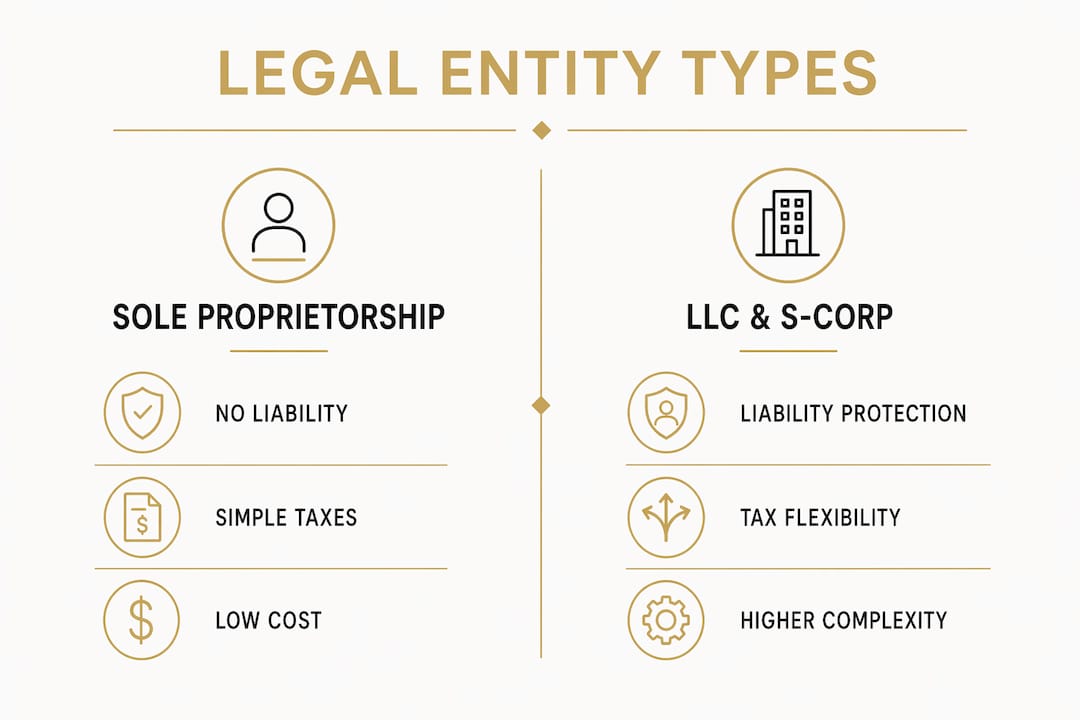 Infographic comparing creator legal entity types