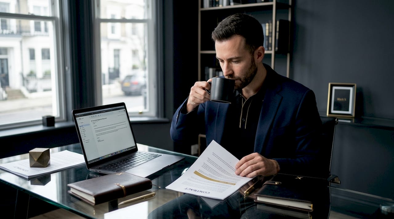 Creator reviewing usage rights contract clause
