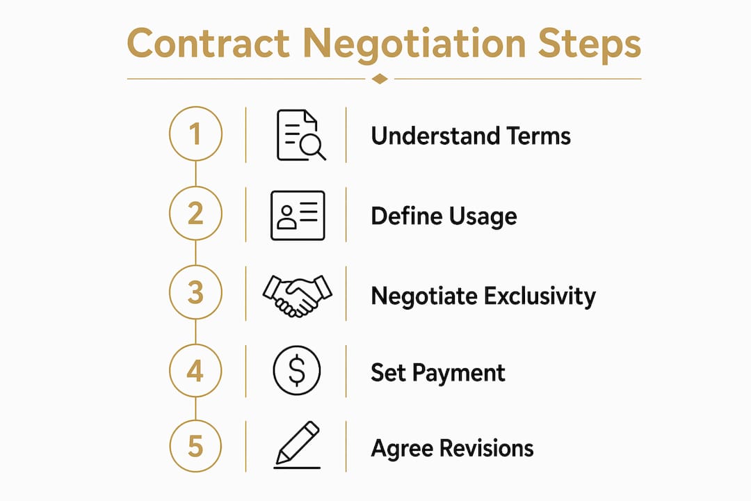Infographic showing brand deal contract negotiation steps