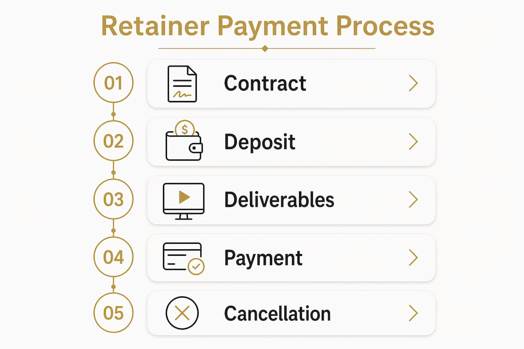 Infographic outlining payment stages in creator retainers