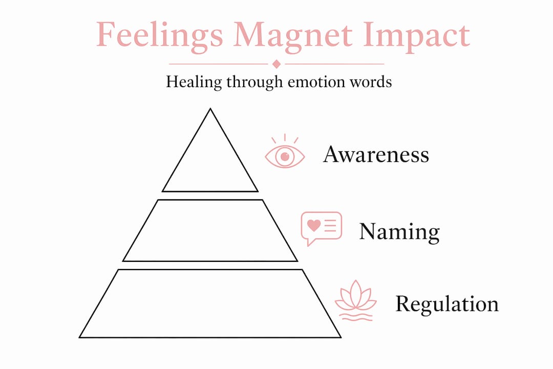 Infographic showing pyramid of feelings magnet benefits
