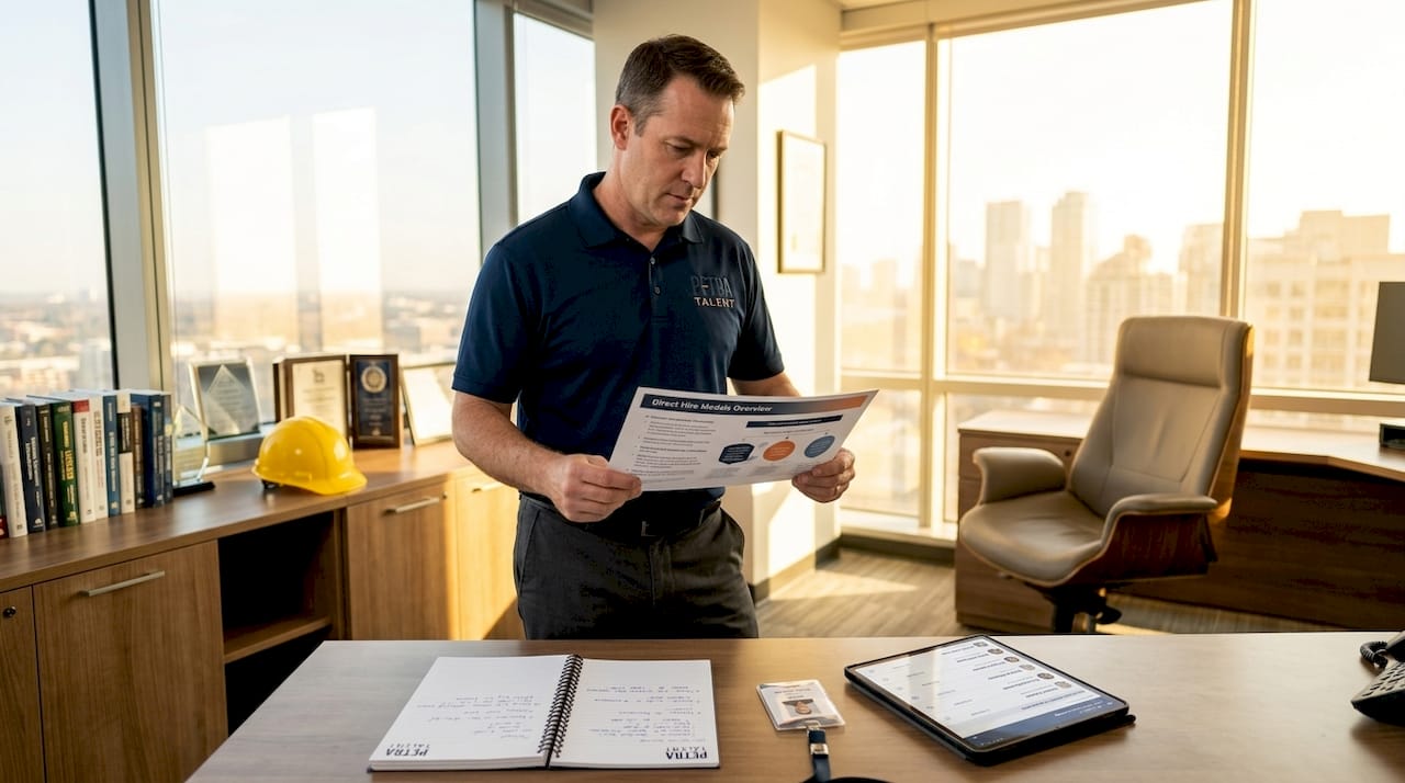 Manager reviewing direct hire placement overview