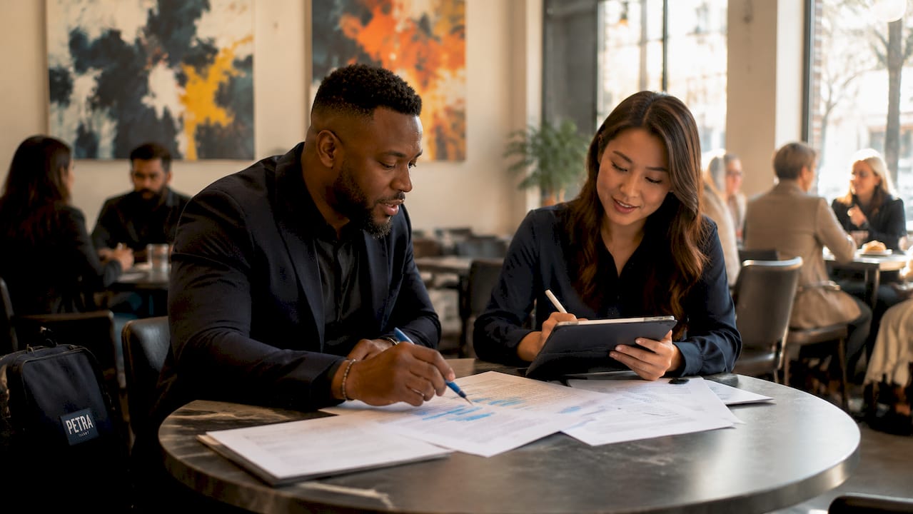 Two recruiters discussing HVAC job description details
