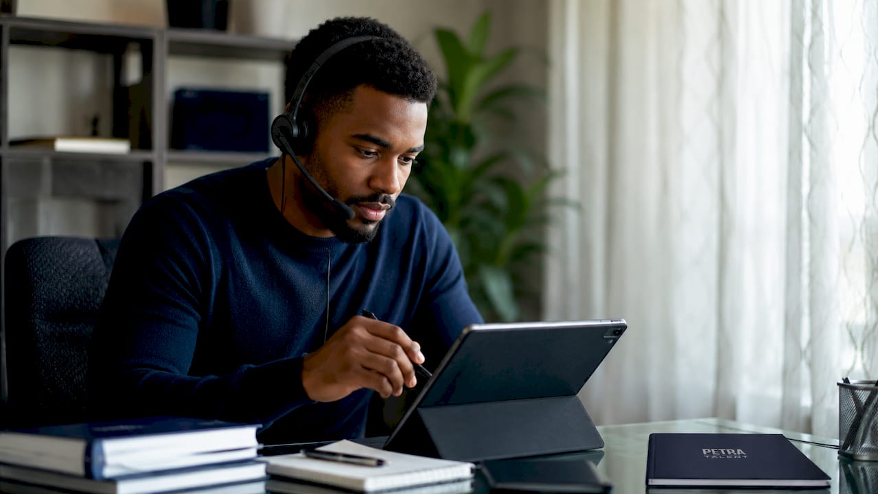 HVAC recruiter conducting phone pre-screening interview