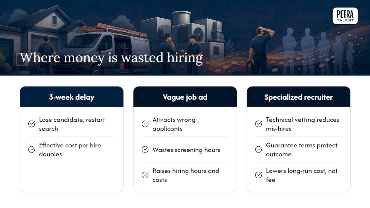 Where Contractors Waste the Most Money Hiring — overview diagram