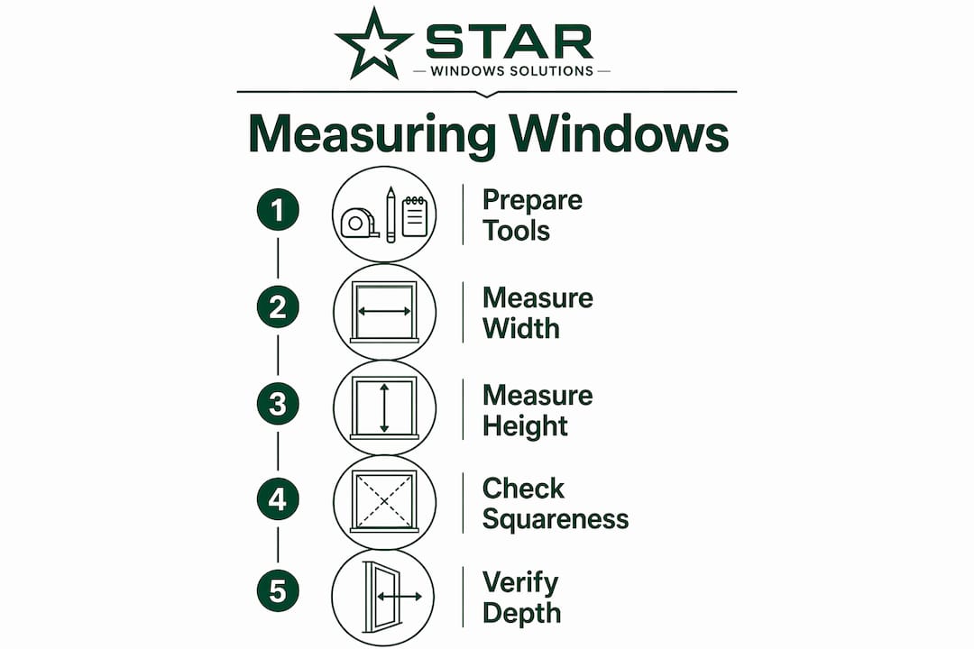 Infographic showing steps to measure windows accurately