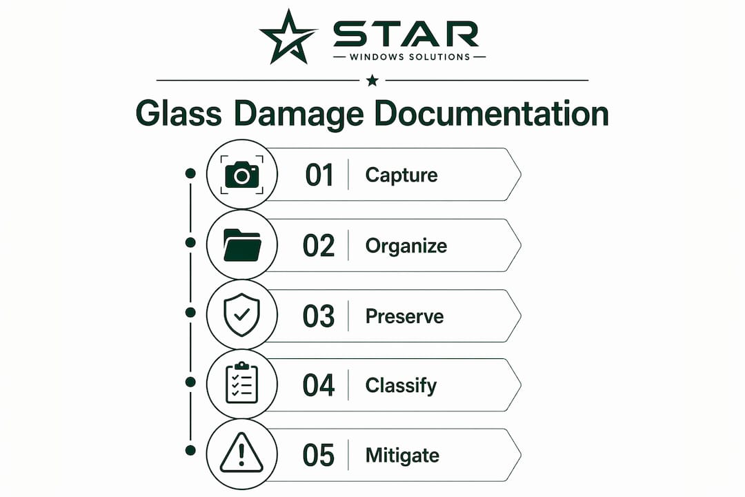 Infographic showing glass damage documentation steps
