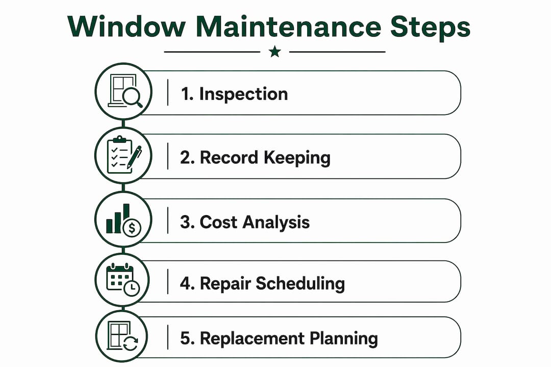 Infographic illustrating window maintenance budget steps