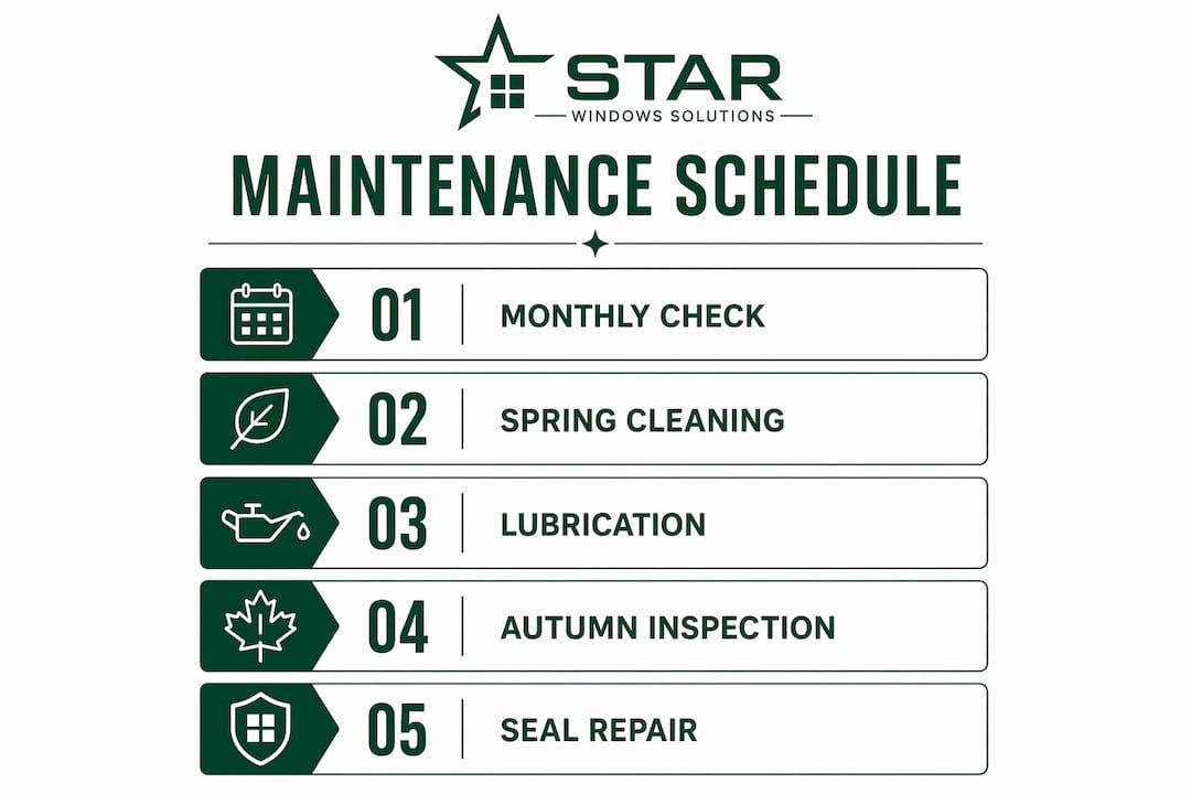 Infographic showing preventive window maintenance schedule