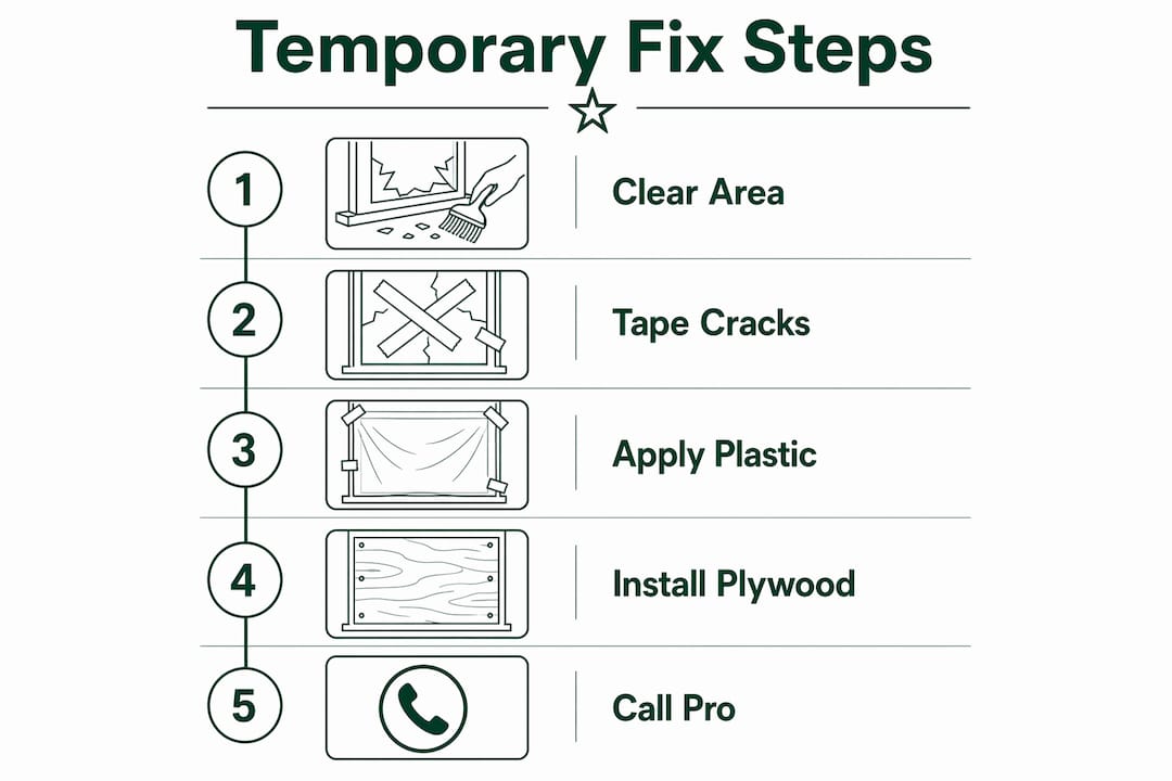 Infographic with steps to fix broken window