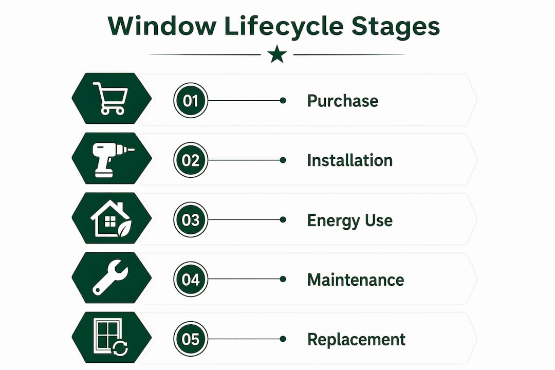 Infographic outlining window lifecycle stages