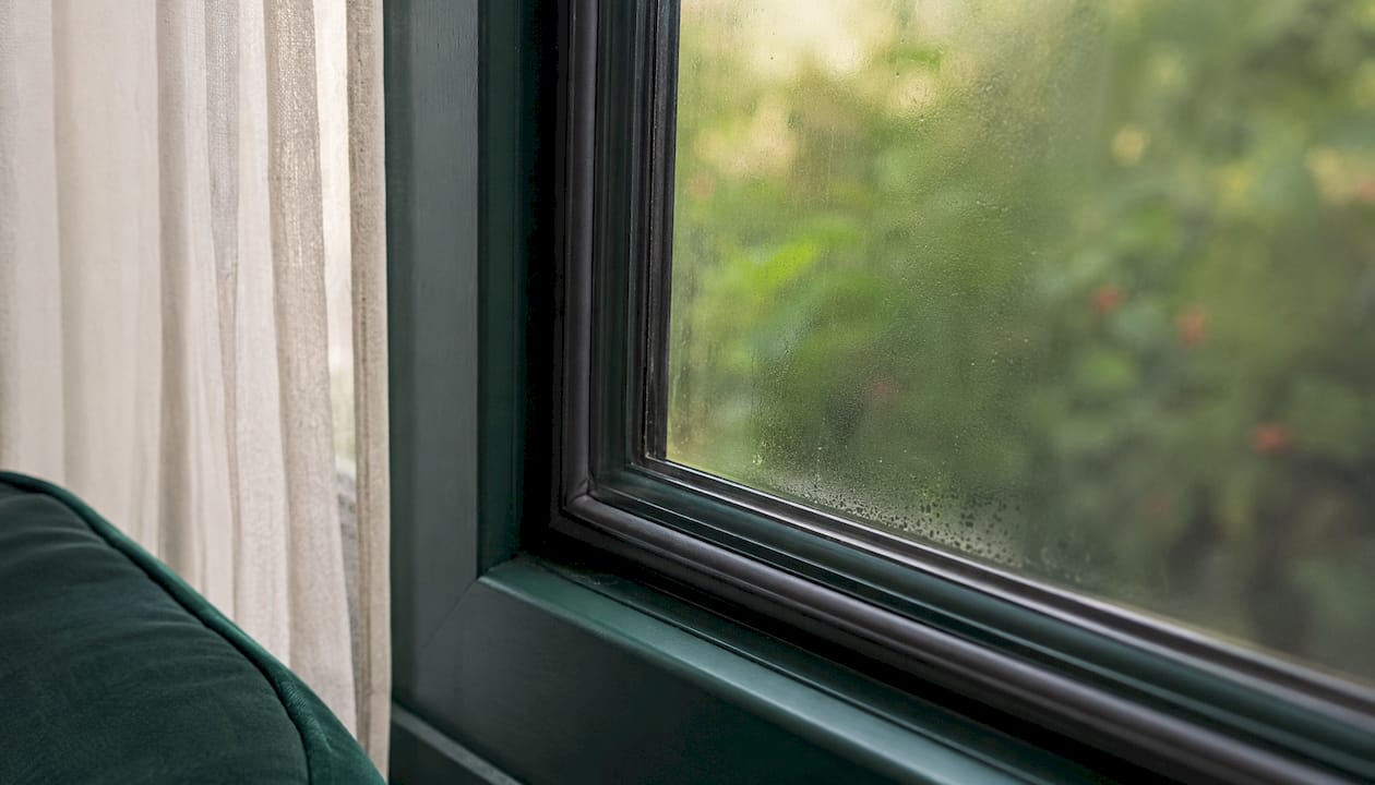 Energy efficient seal on casement window frame