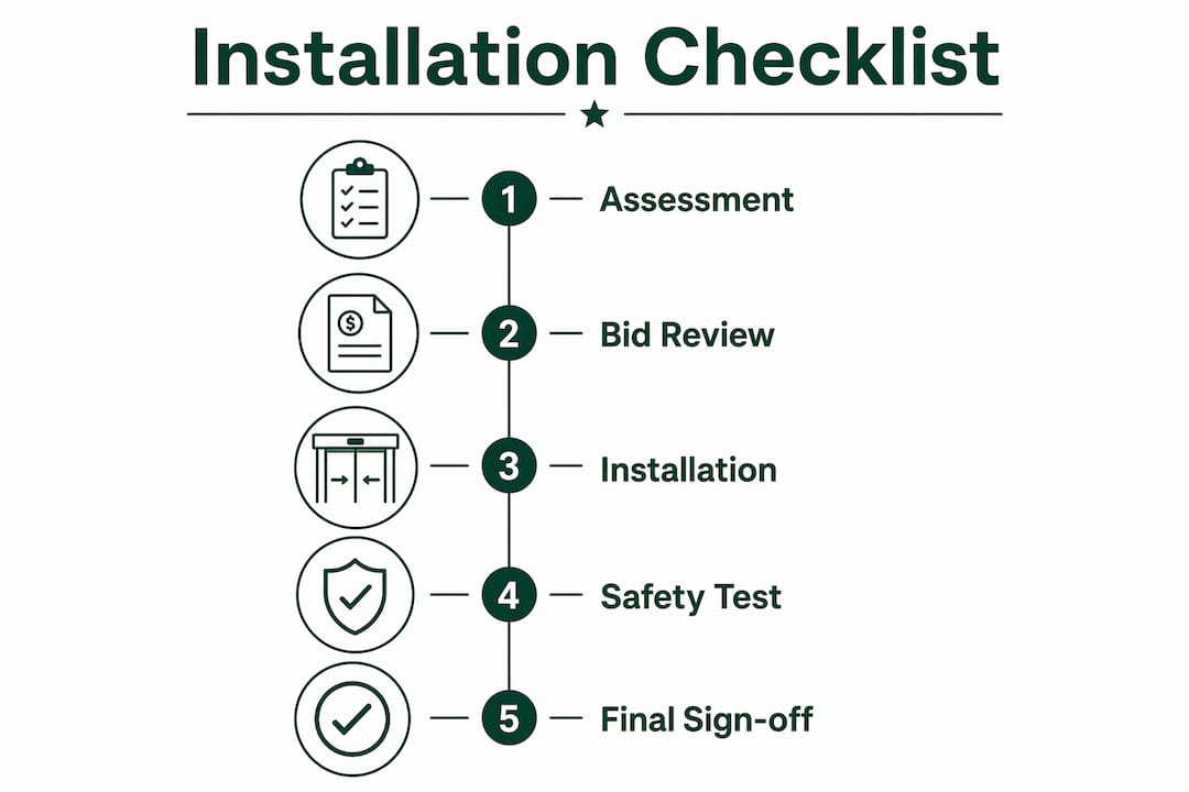 Infographic showing automatic door installation steps