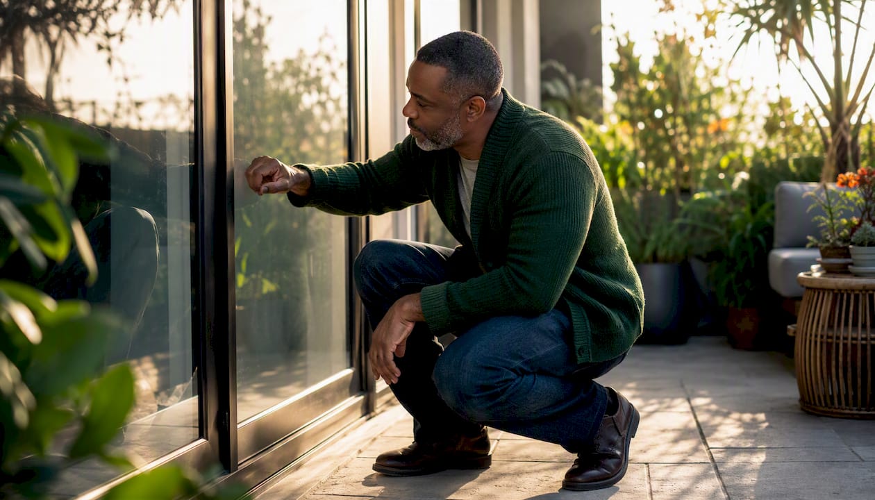 Homeowner testing strength of impact resistant glass