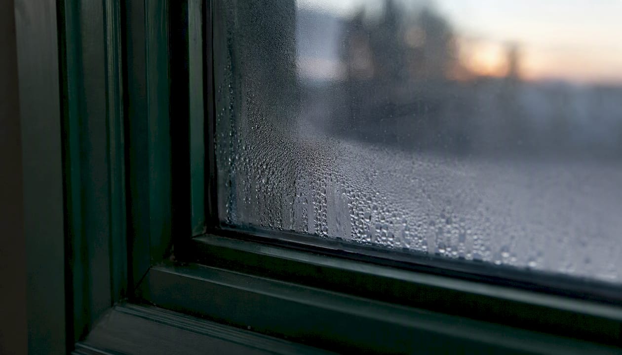 Fogged double-pane window glass