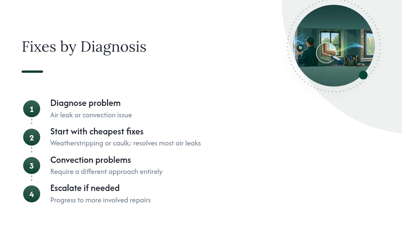 Diagram of DIY window fixes by diagnosis and complexity