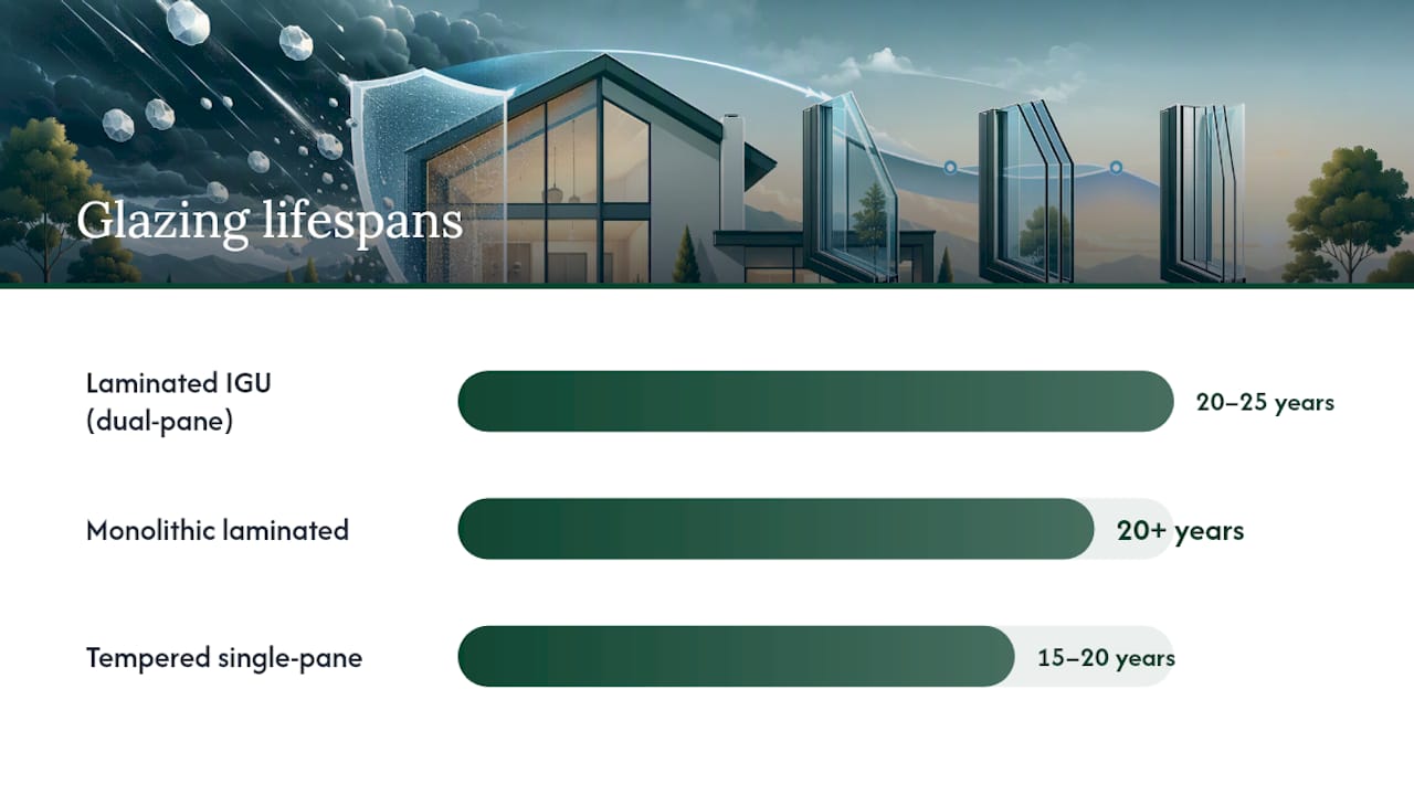 Comparison diagram of window glazing types and features