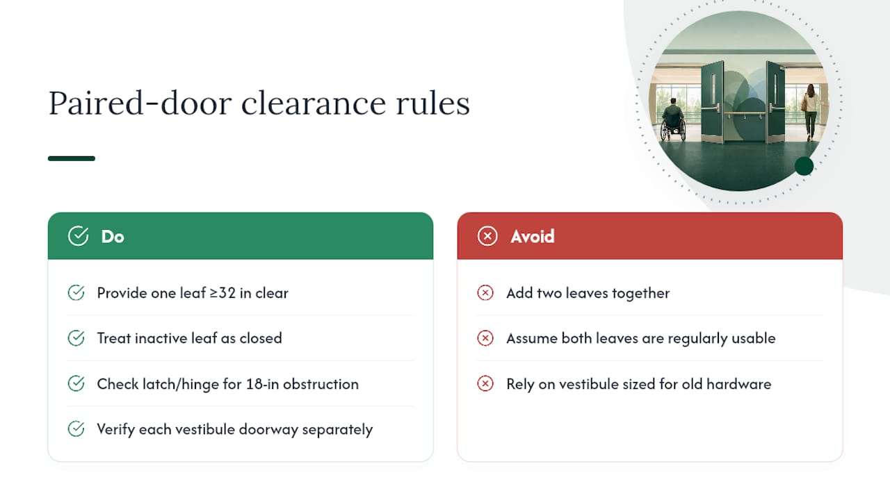 Diagram of ADA clearance for double and paired doors