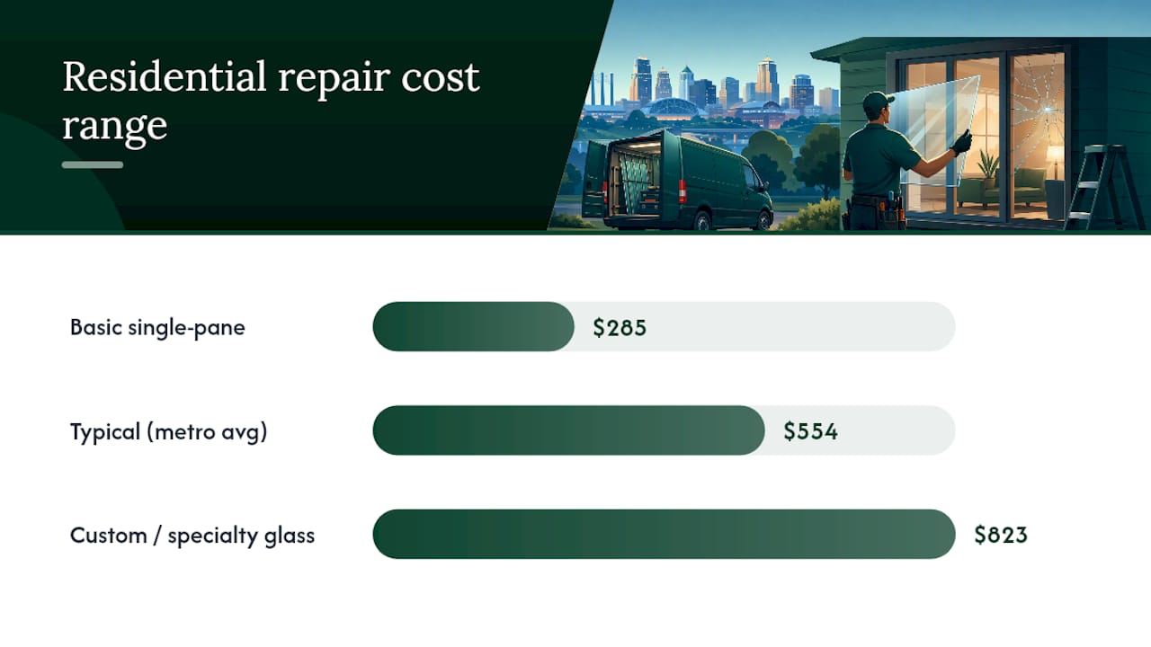 Kansas City emergency glass repair cost range