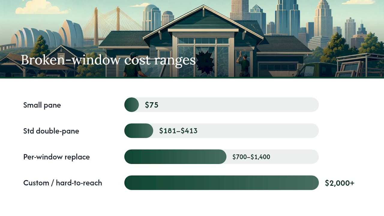 Broken window replacement cost ranges