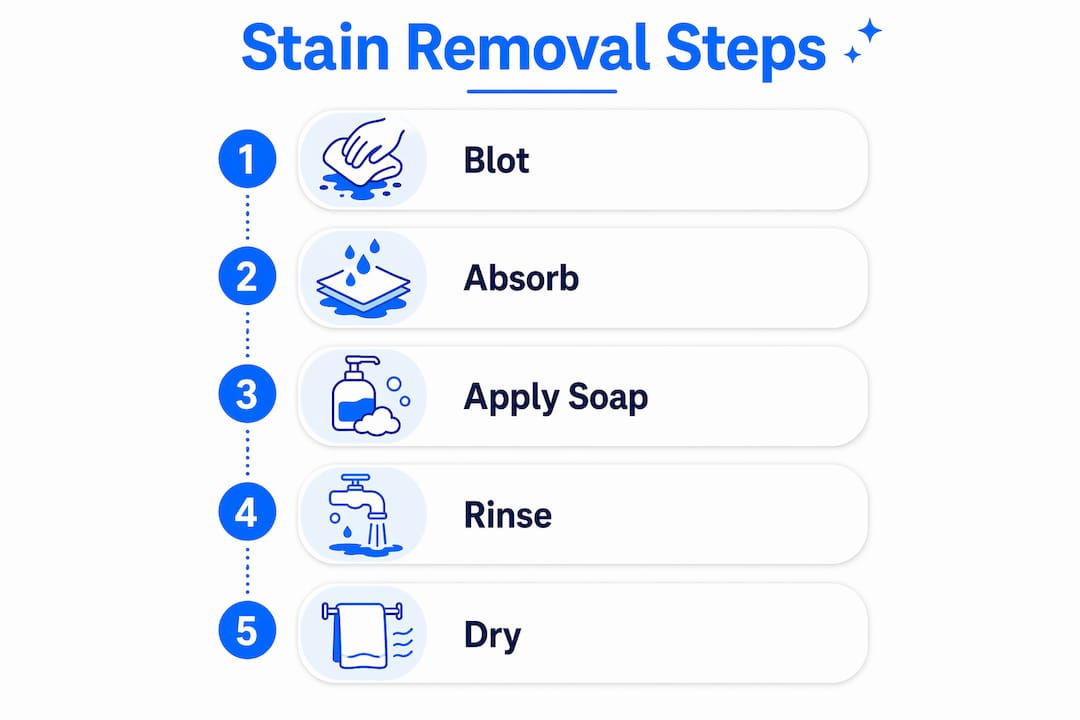 Infographic illustrating carpet grease stain removal steps