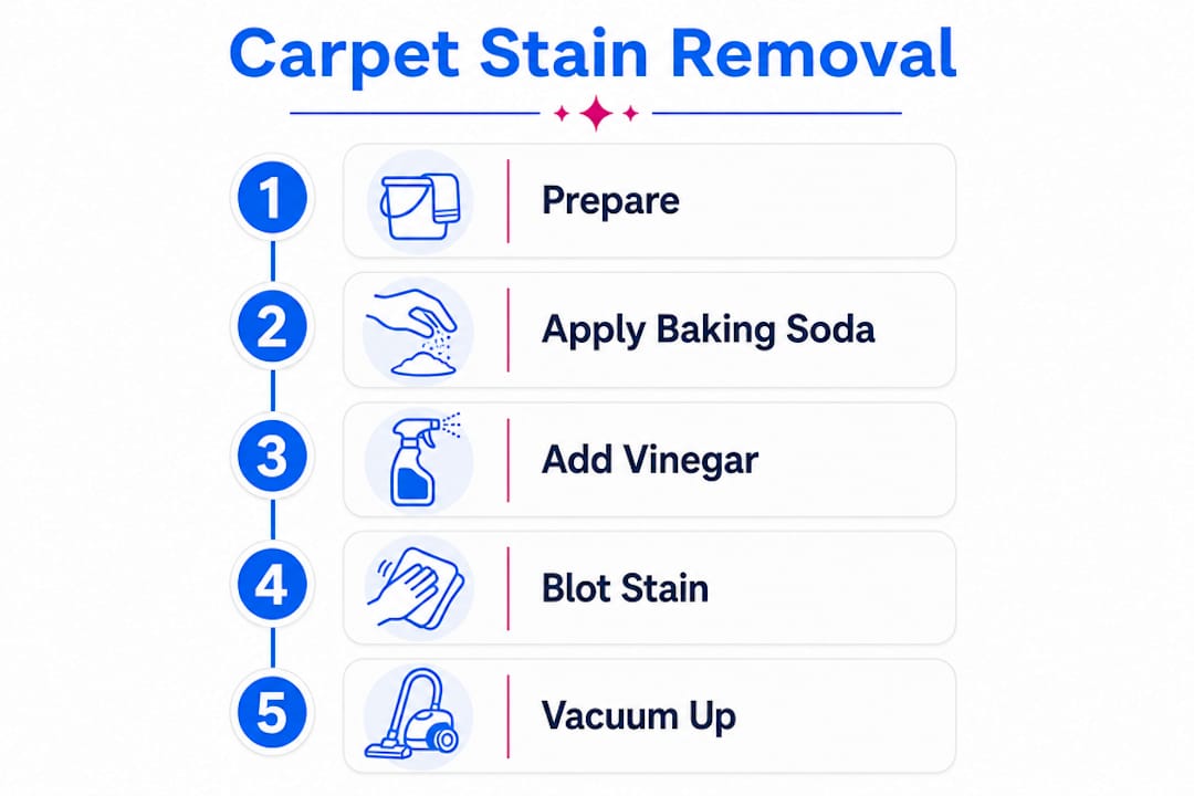Infographic of carpet stain removal steps