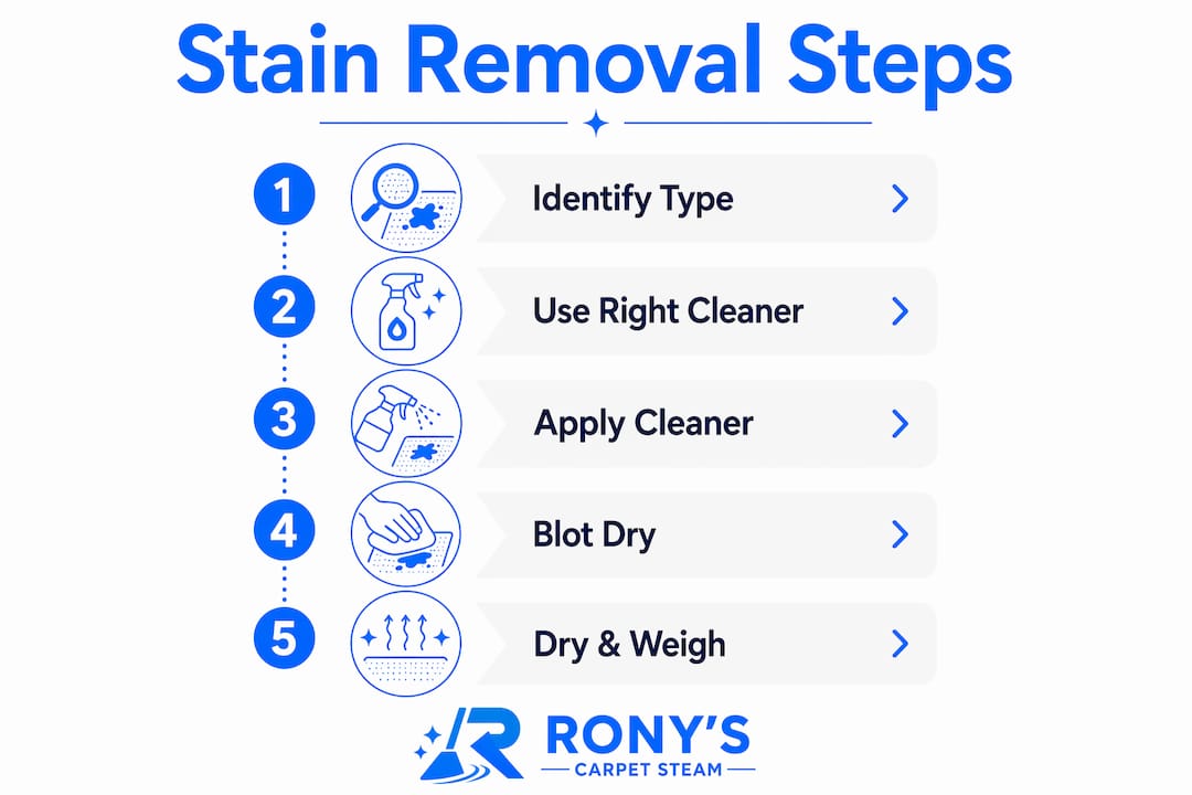 Infographic outlining carpet stain removal steps