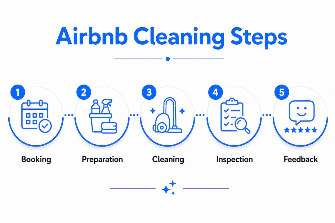 Infographic showing Airbnb cleaning service process steps