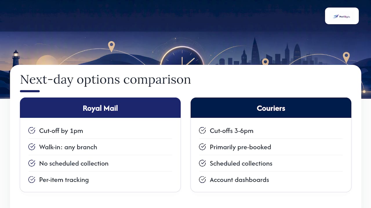 Comparison of next-day mail options