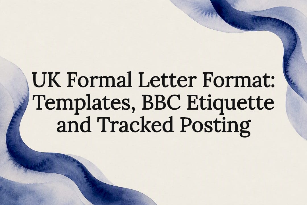 Decorative UK formal letter title card