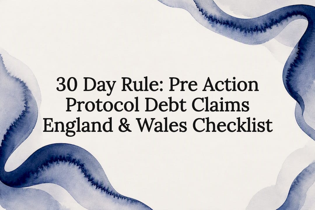 Decorative debt claims title card illustration