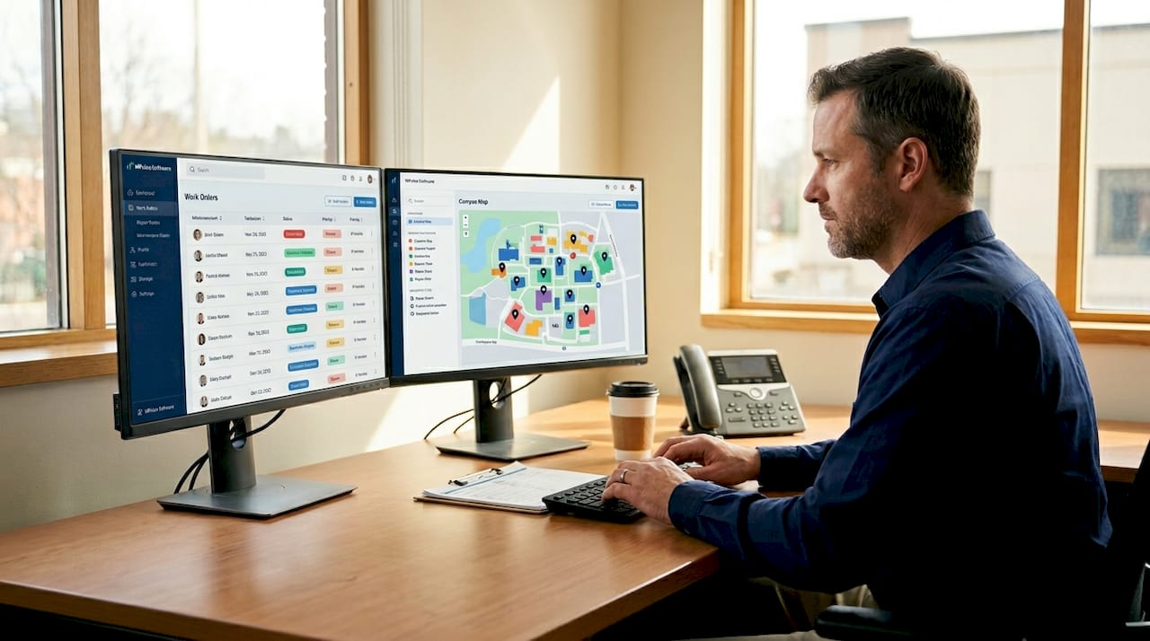 Dispatcher assigning maintenance work digitally
