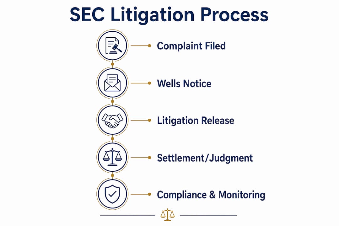 Infographic showing SEC litigation process steps