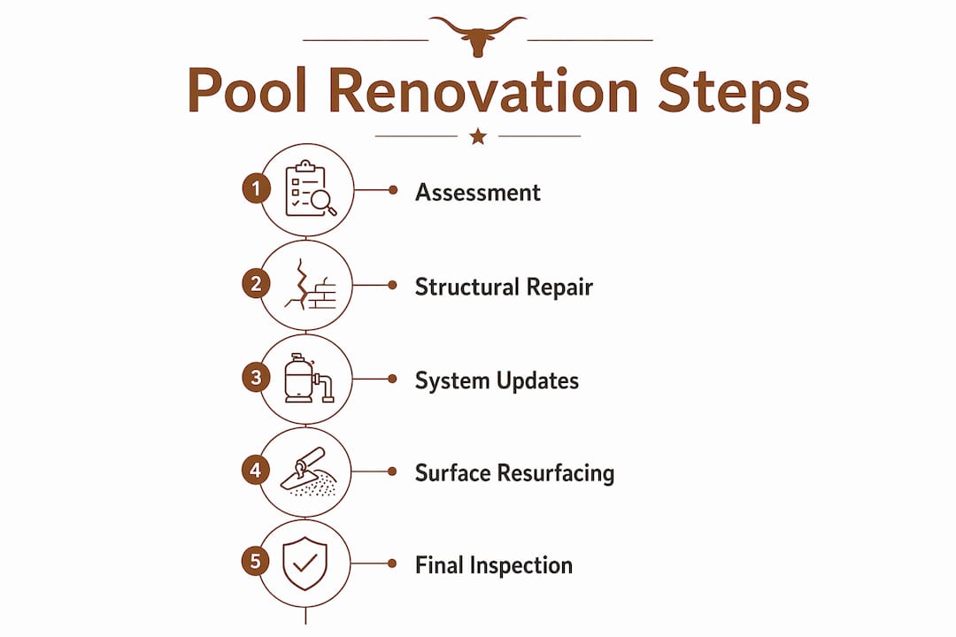 Infographic outlining key pool renovation steps