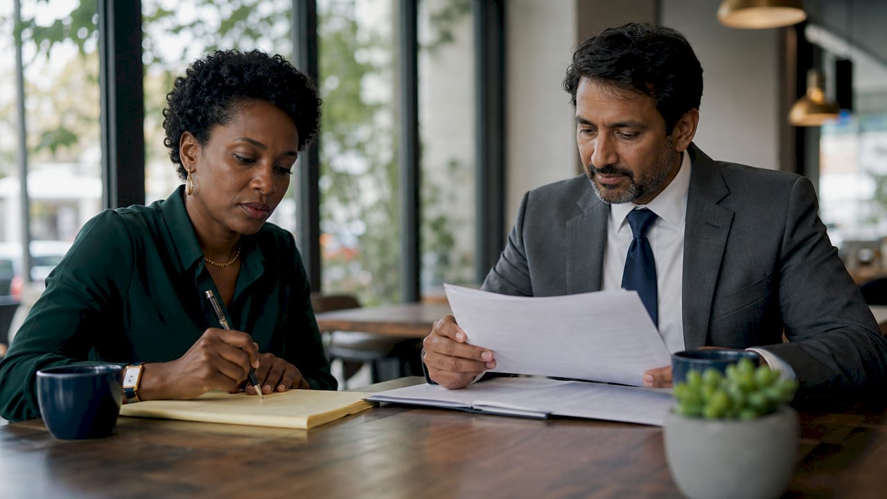 Two lawyers discussing crypto fraud legislation